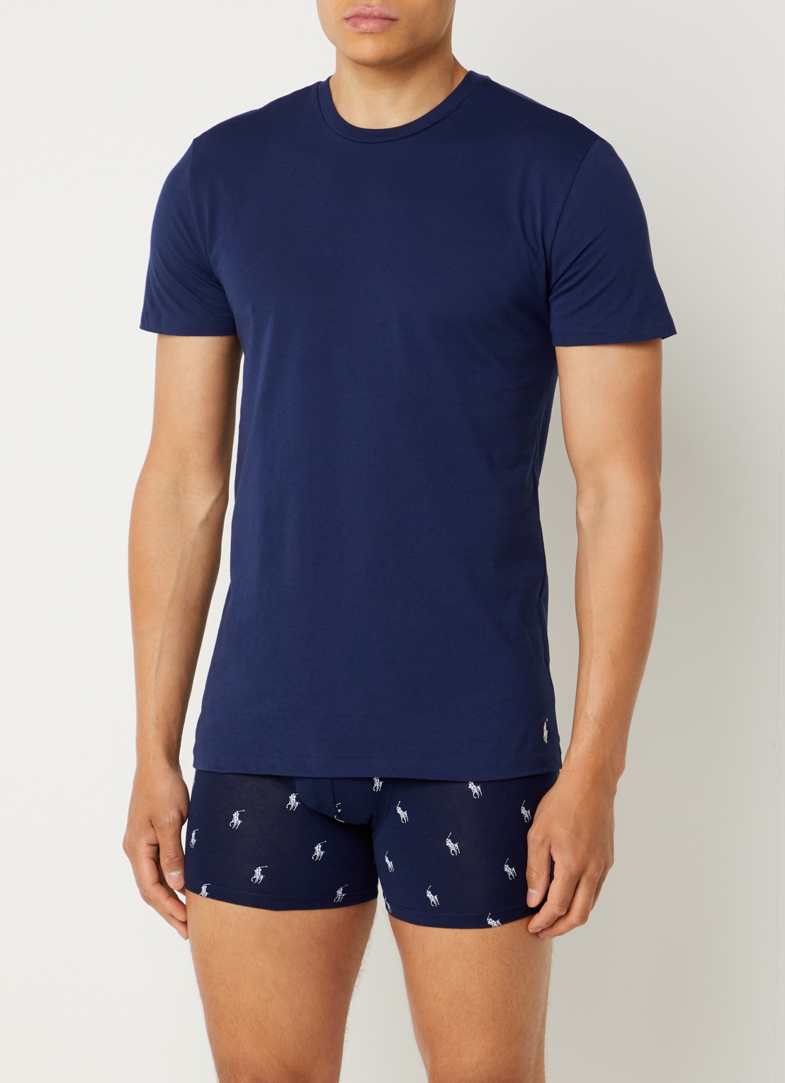 Ralph Lauren T-shirt met ronde hals in 3-pack - detail blauw