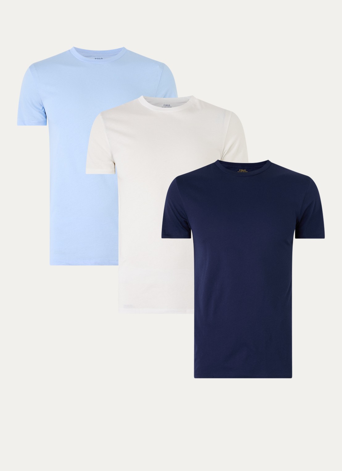 Ralph Lauren T-shirt met ronde hals in 3-pack - voorkant 3 blauw