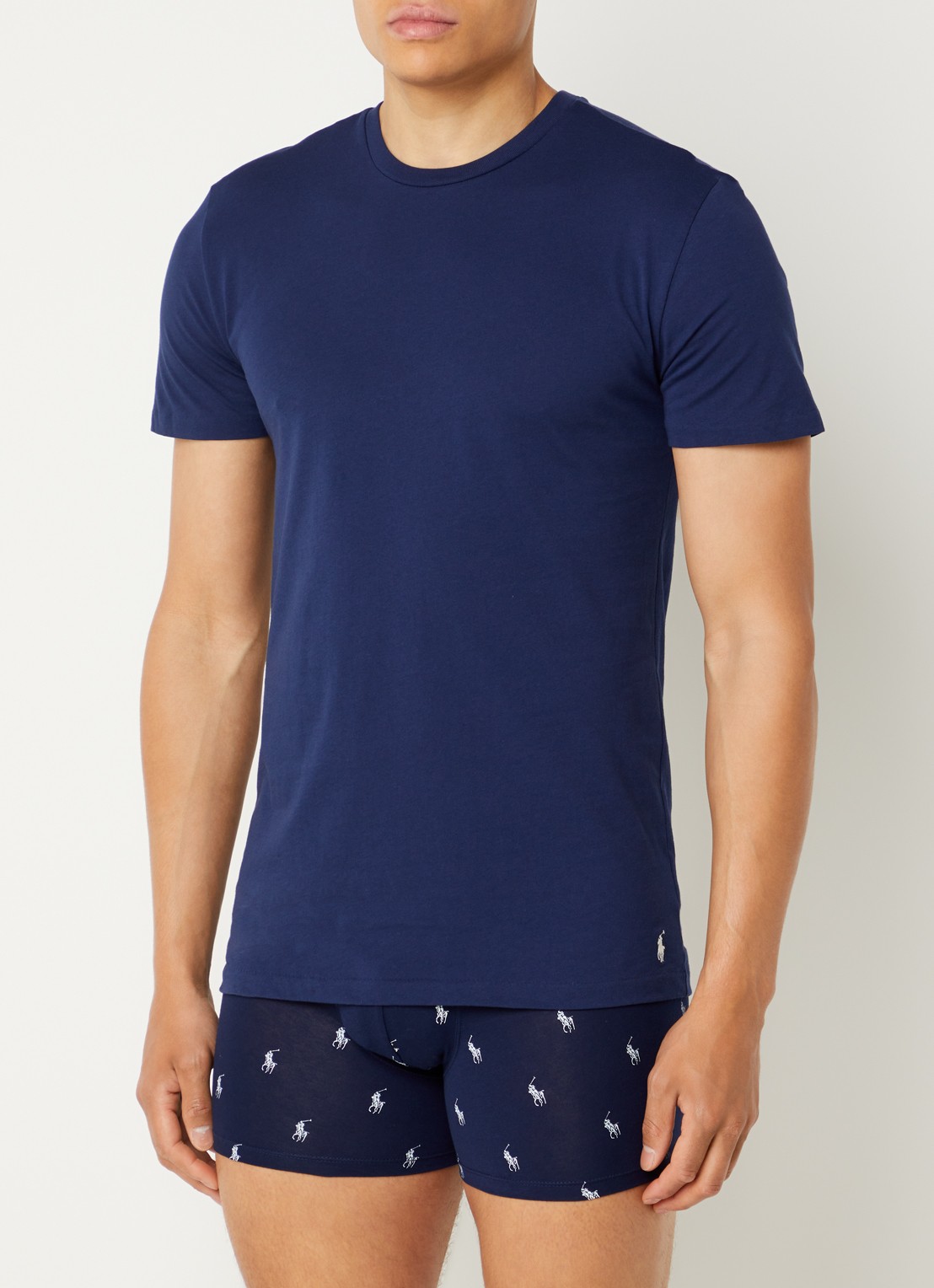 Ralph Lauren T-shirt met ronde hals in 3-pack - voorkant 4 blauw