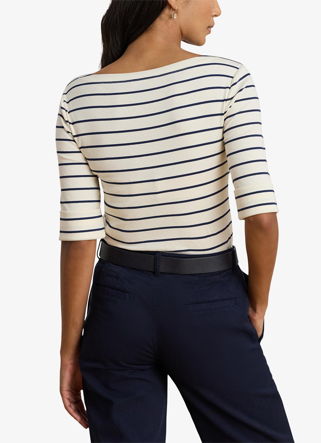 Ralph Lauren T-shirt met streepprint en boothals - achterkant 2 wit