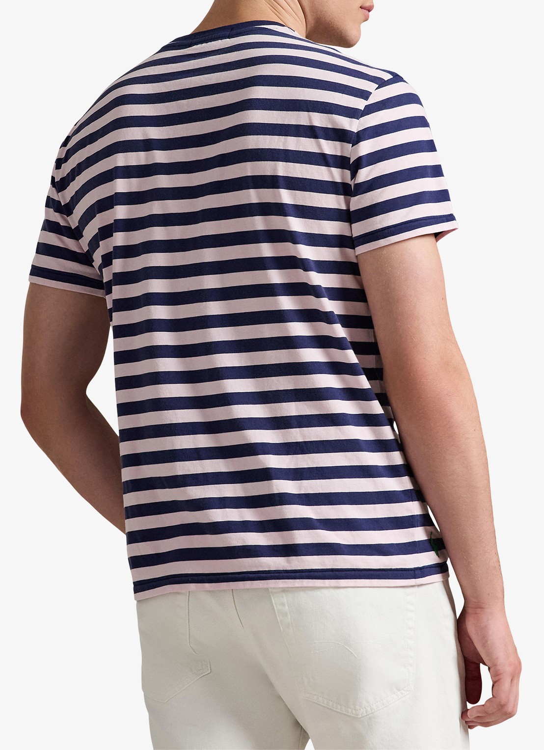 Ralph Lauren T-shirt met streepprint en borstzak - achterkant 3 garden pink/dark cobalt-zyrb