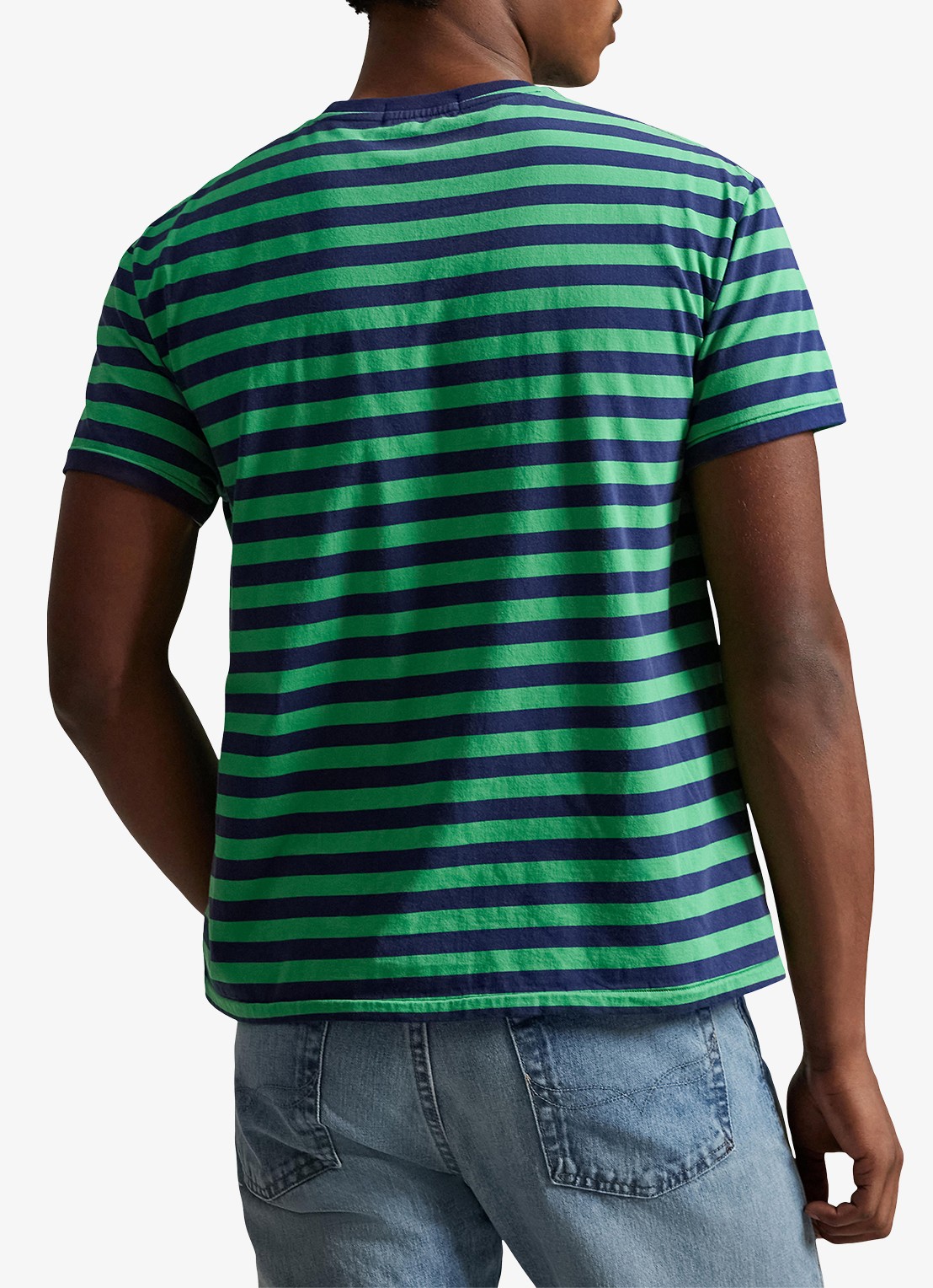 Ralph Lauren T-shirt met streepprint en borstzak - achterkant 3 summer emerald/dark cobalt-zyrd