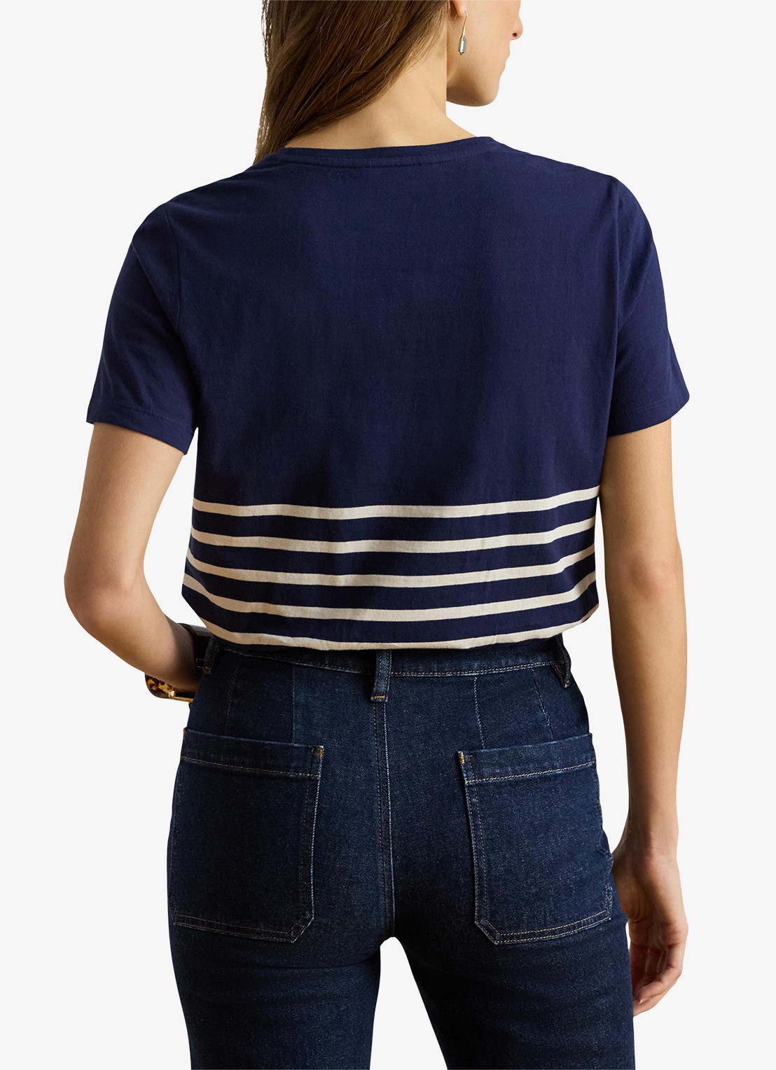 Ralph Lauren T-shirt met streepprint en logo - achterkant 3 donkerblauw