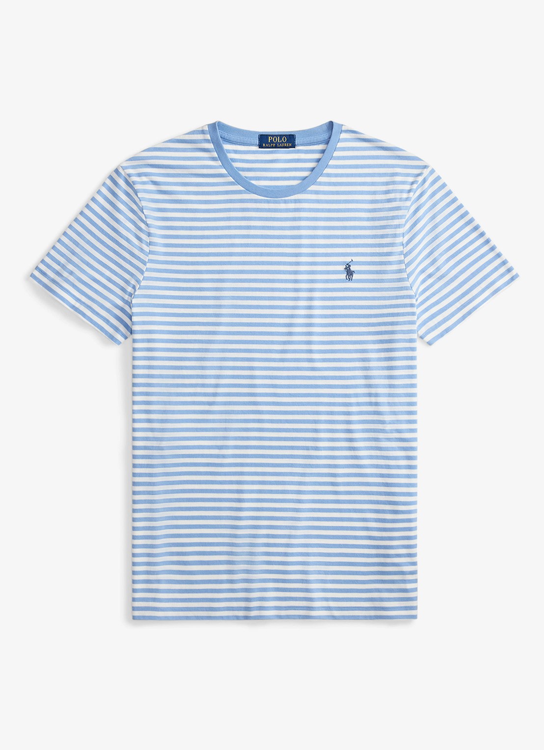 Ralph Lauren T-shirt met streepprint en logoborduring - voorkant 4 bristol blue/white / blauw