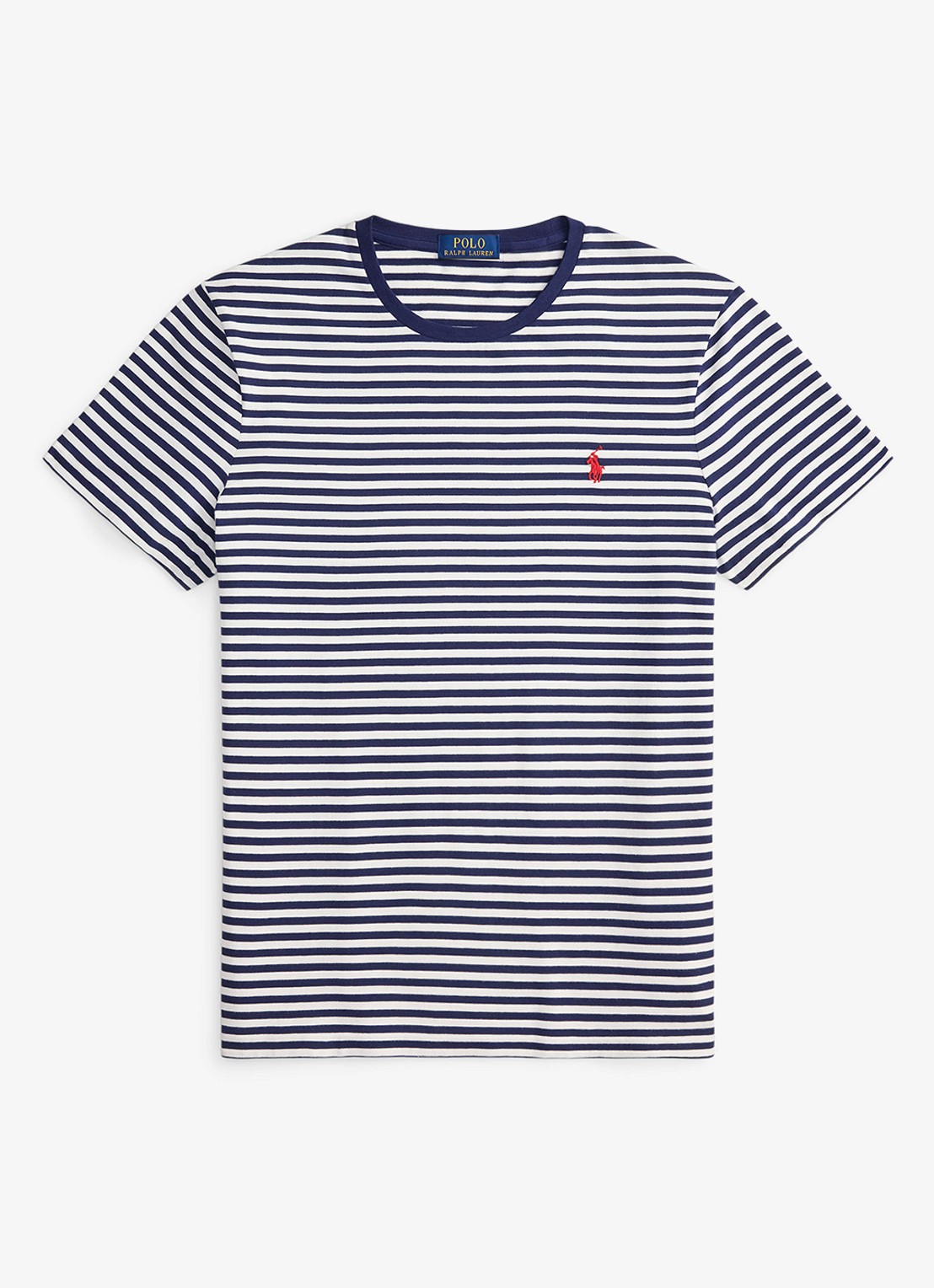 Ralph Lauren T-shirt met streepprint en logoborduring - voorkant 3 newport navy/white / donkerblauw