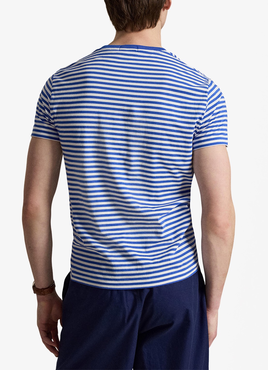 Ralph Lauren T-shirt met streepprint en logoborduring - achterkant new iris blue/white / blauw
