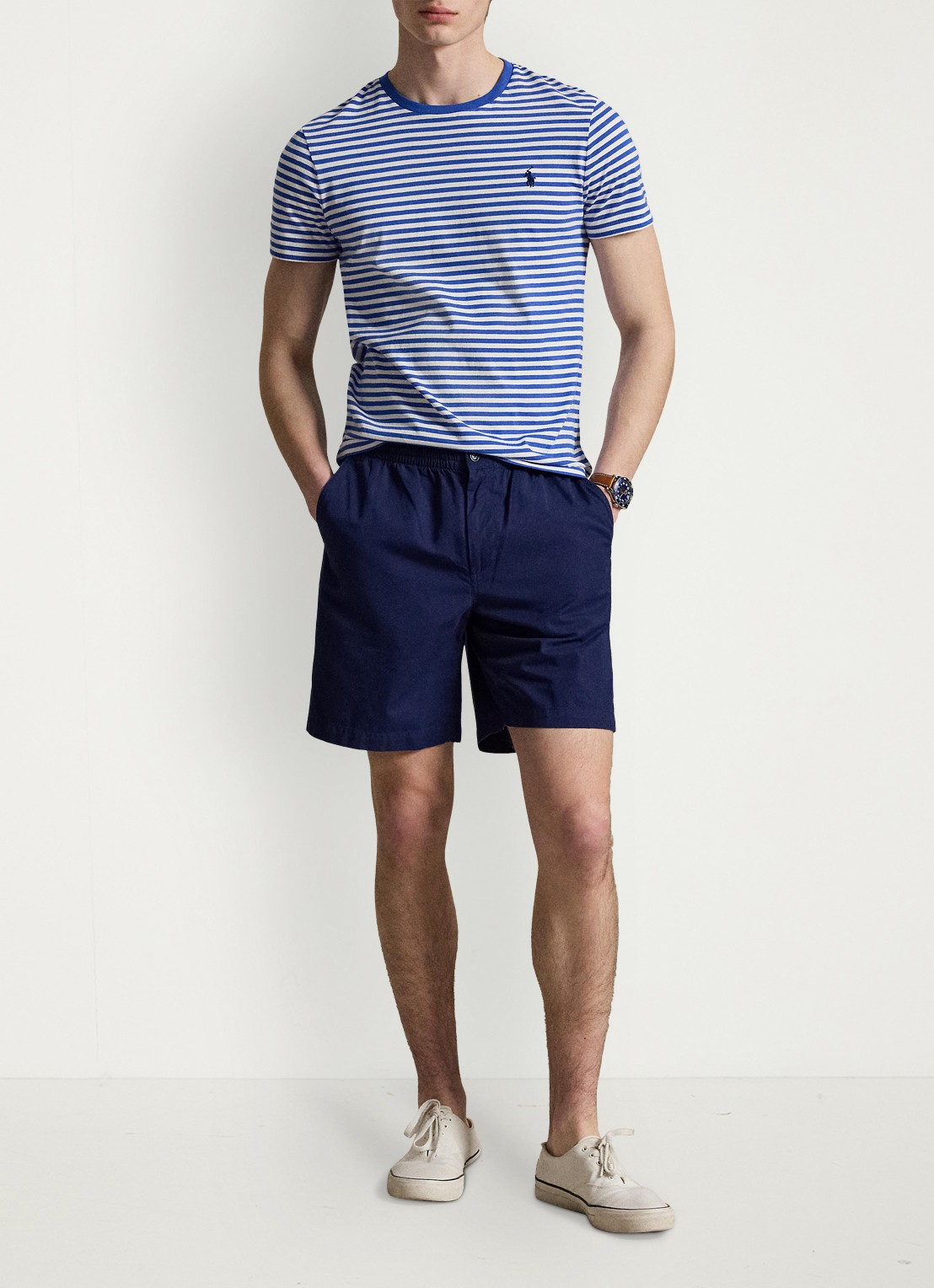 Ralph Lauren T-shirt met streepprint en logoborduring - detail 4 new iris blue/white / blauw