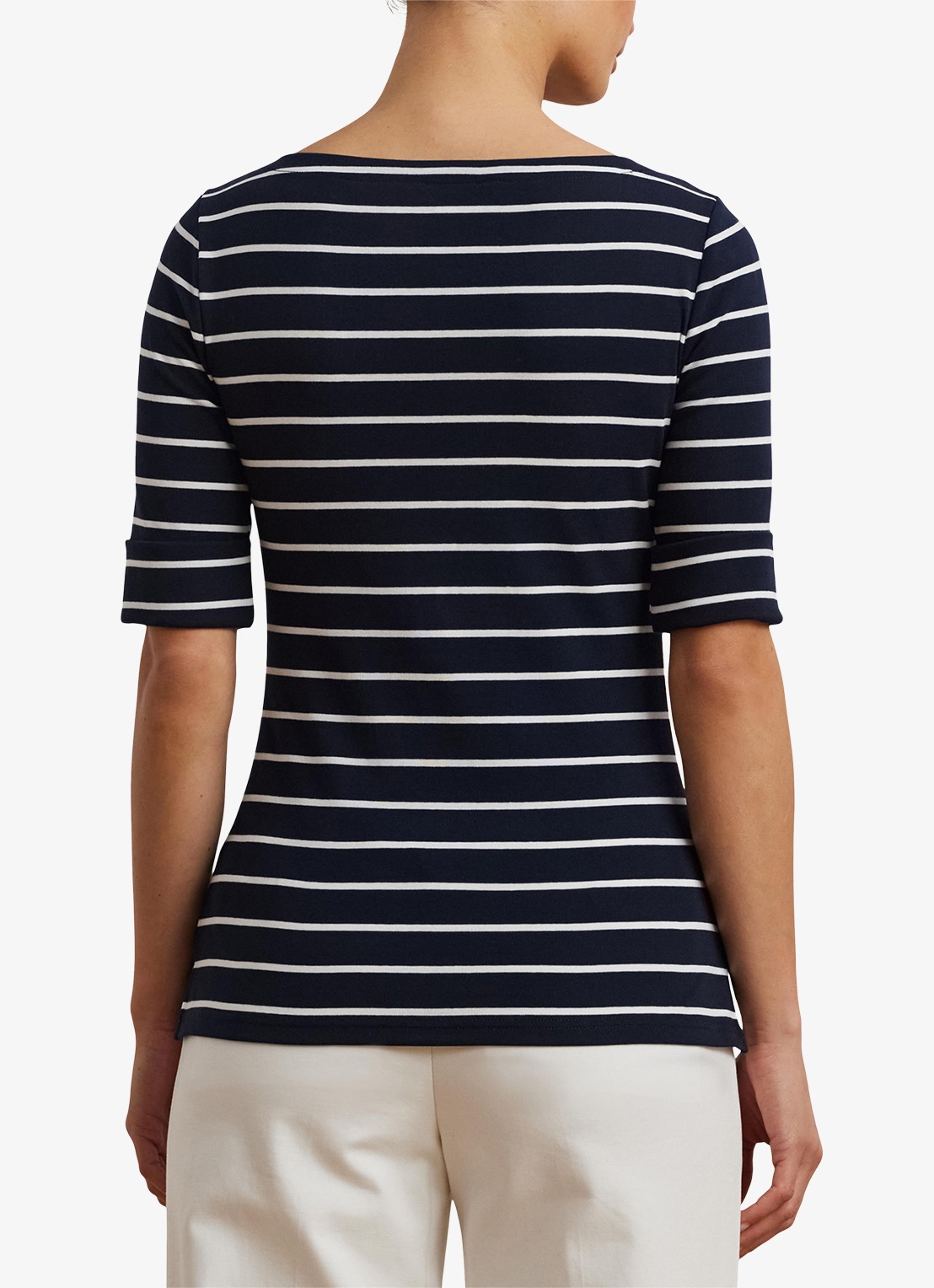 Ralph Lauren T-shirt met streepprint - achterkant 5 lauren navy / donkerblauw