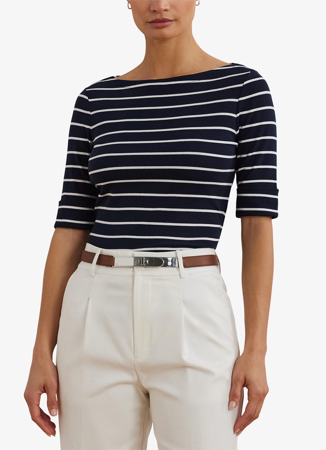 Ralph Lauren T-shirt met streepprint - detail 4 lauren navy / donkerblauw