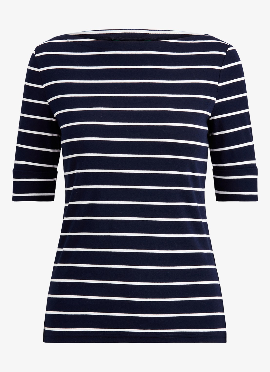 Ralph Lauren T-shirt met streepprint - voorkant lauren navy / donkerblauw