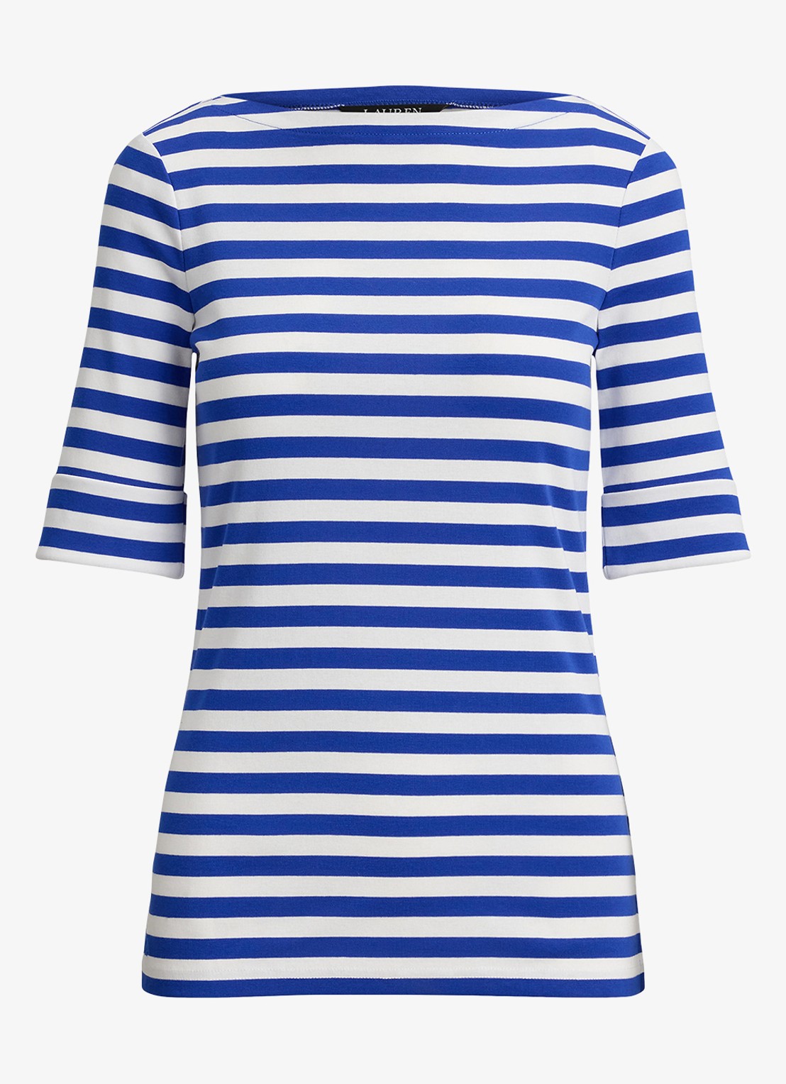 Ralph Lauren T-shirt met streepprint  - voorkant 2 donkerblauw