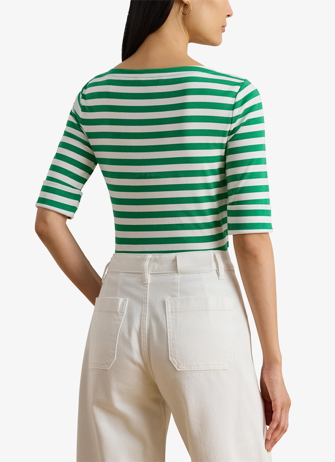 Ralph Lauren T-shirt met streepprint  - achterkant 4 groen