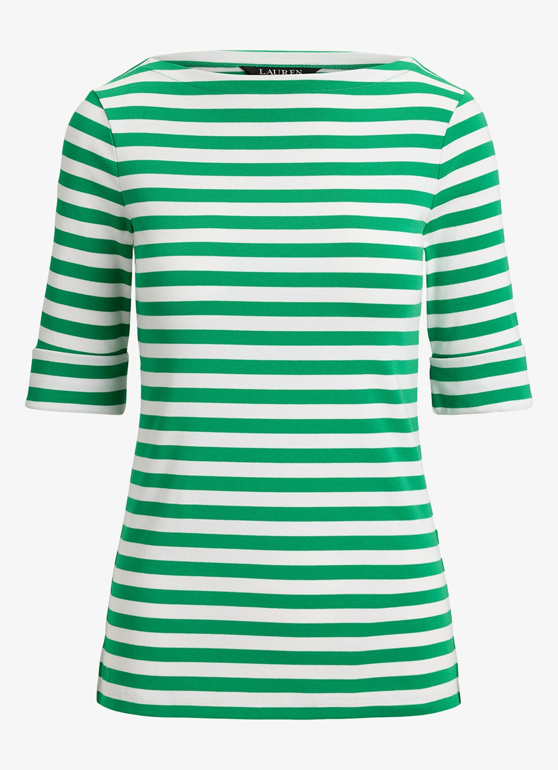 Ralph Lauren T-shirt met streepprint  - voorkant groen