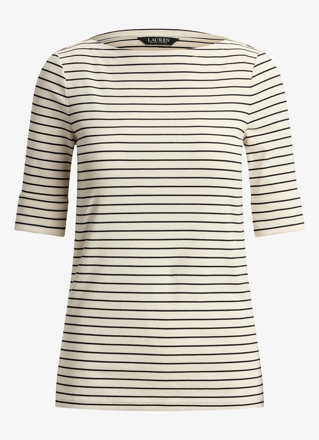 Ralph Lauren T-shirt met streepprint - voorkant mascarpone crème/black / crème