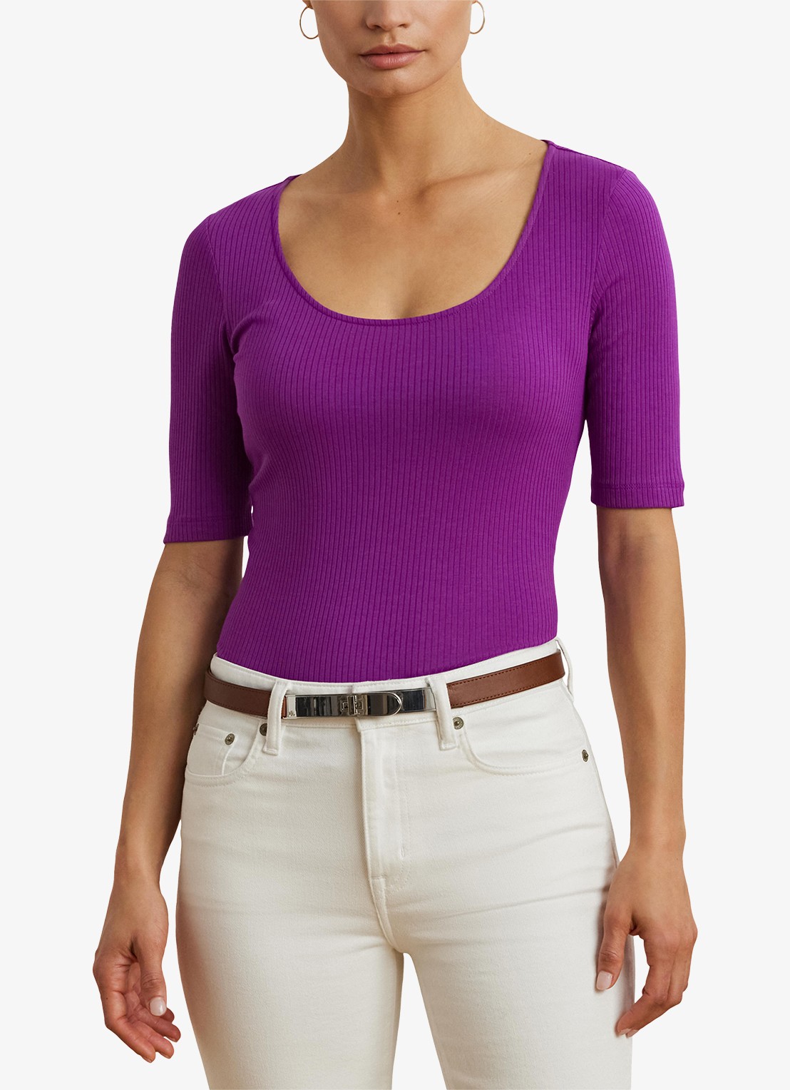 Ralph Lauren T-shirt met stretch - detail purple dawn / paars
