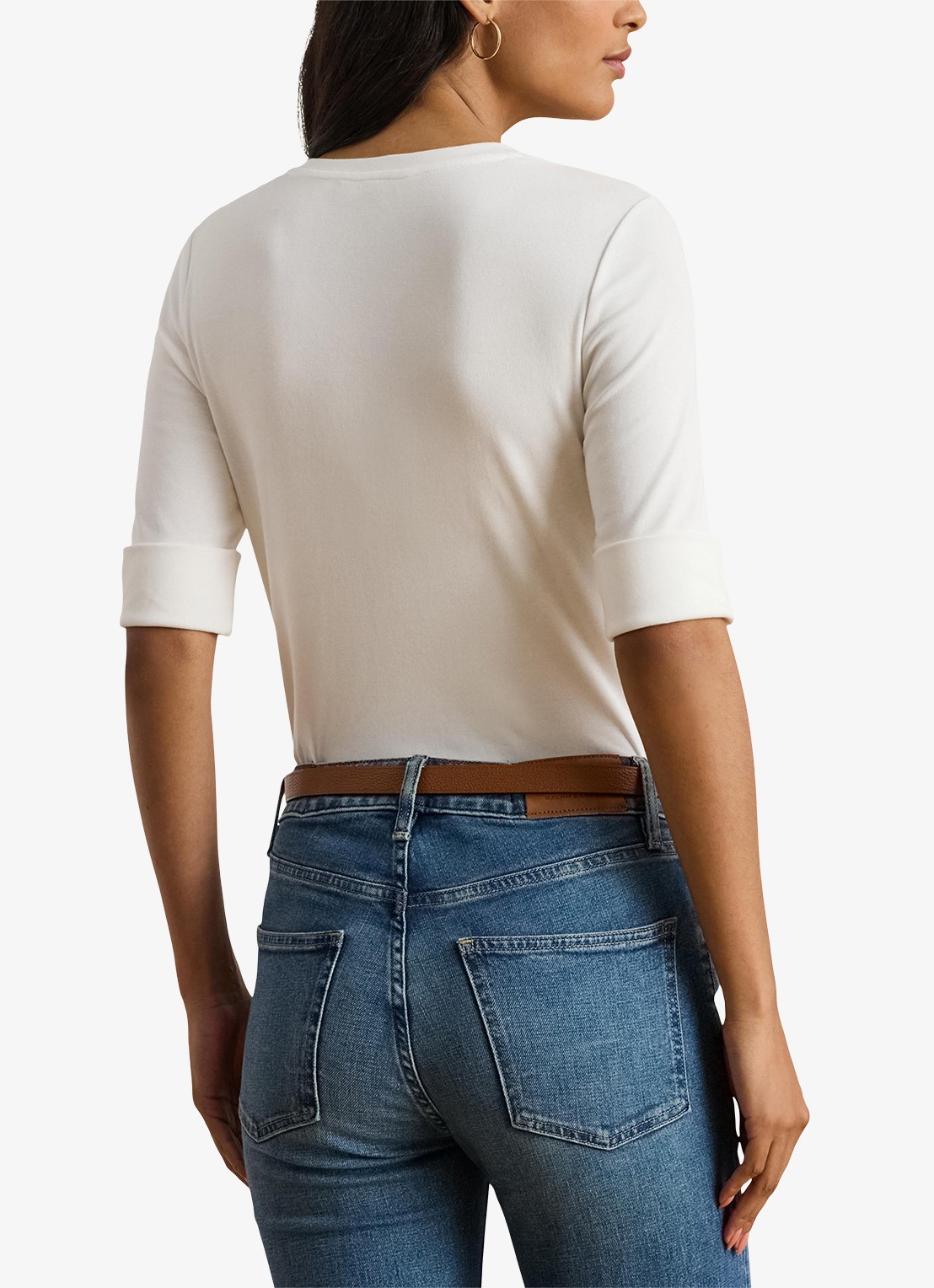 Ralph Lauren T-shirt met V-hals en halflange mouw - achterkant white / wit