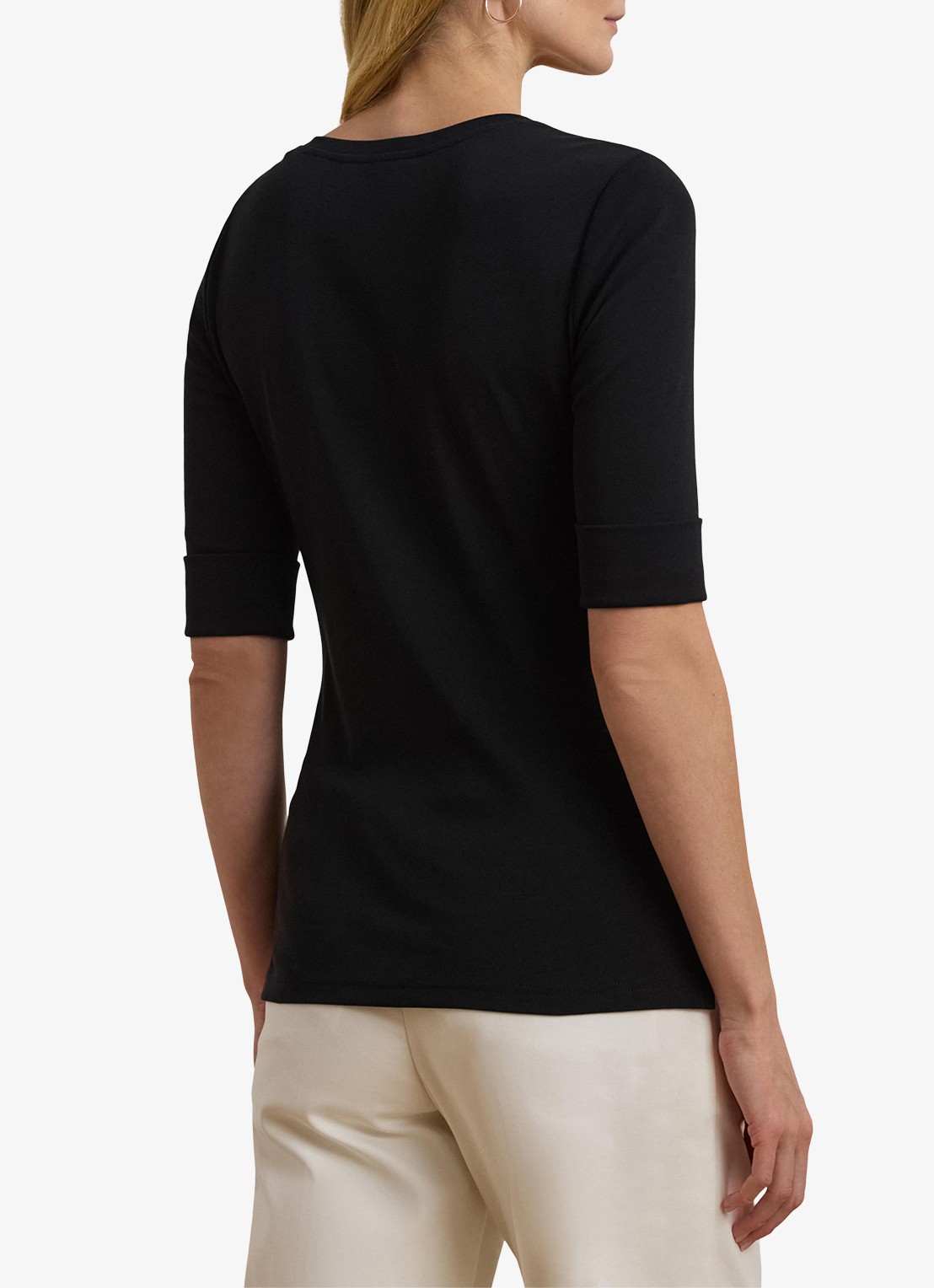 Ralph Lauren T-shirt met V-hals en halflange mouw - achterkant 7 black / zwart