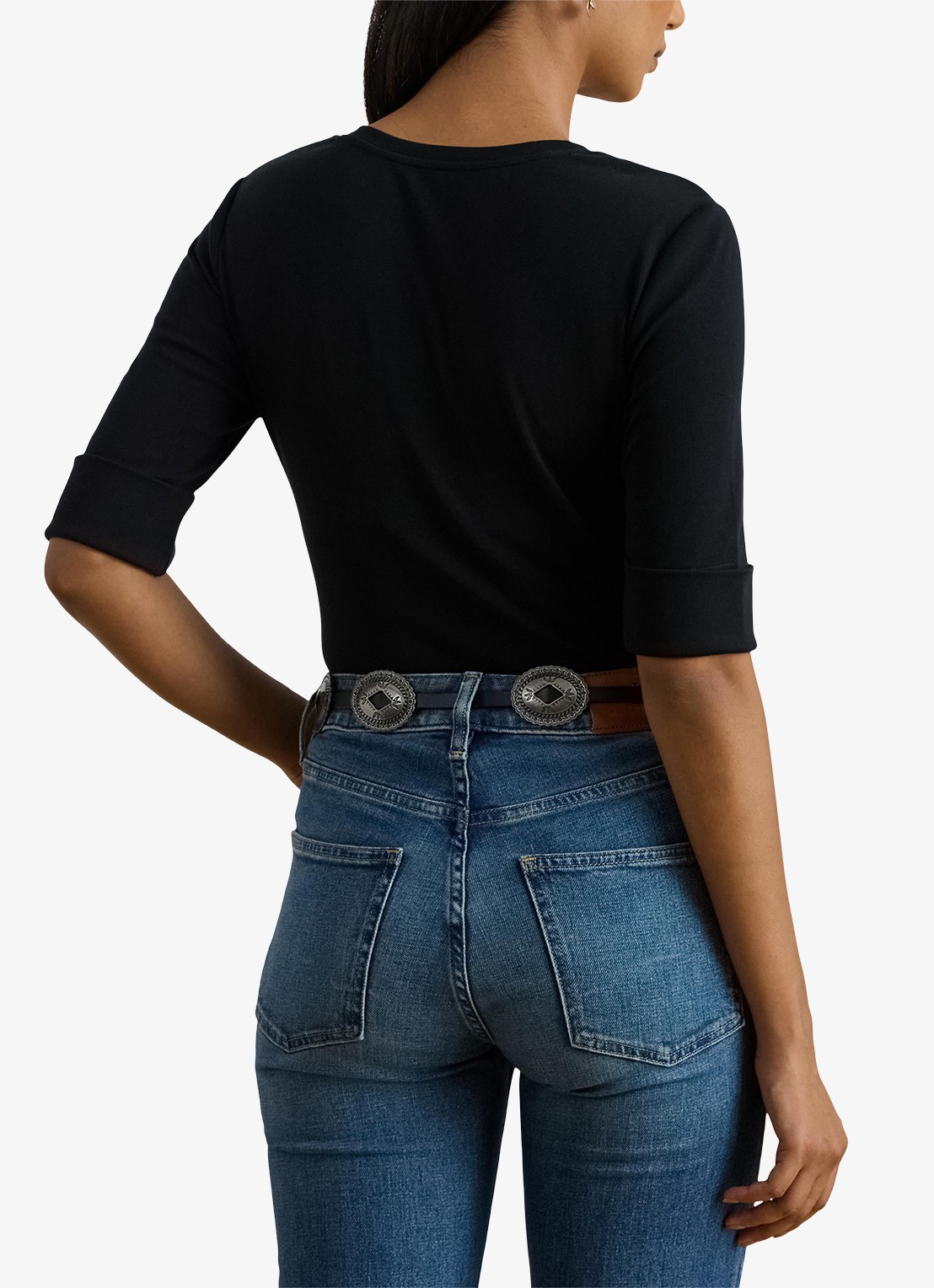 Ralph Lauren T-shirt met V-hals en halflange mouw - achterkant 8 black / zwart