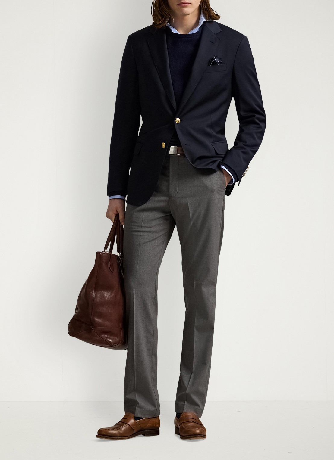 Ralph Lauren Tailored fit colbert van wol met klepzakken - voorkant 2 classic navy / donkerblauw