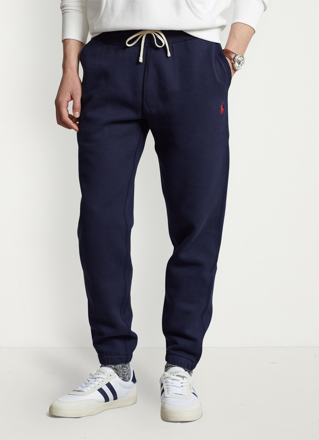 Ralph Lauren Tapered fit cropped joggingbroek met logoborduring - detail 4 cruise navy / blauw