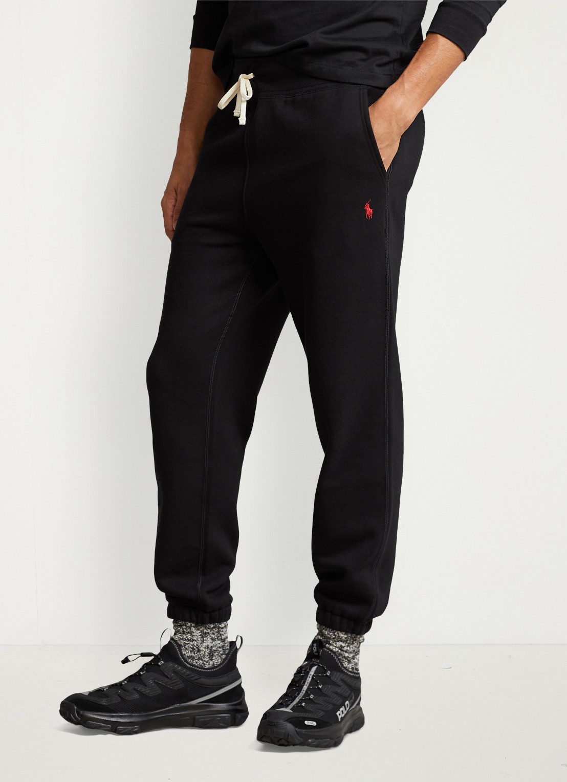 Ralph Lauren Tapered fit cropped joggingbroek met logoborduring - detail 2 polo black / zwart