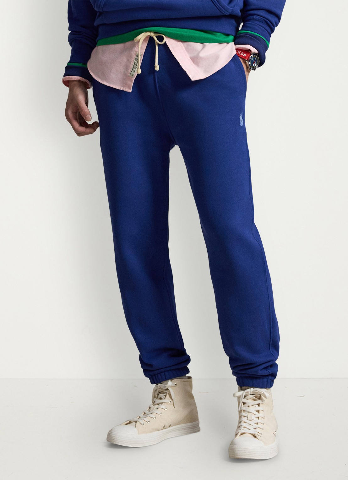 Ralph Lauren Tapered fit cropped joggingbroek met logoborduring - detail 4 blue yacht / blauw