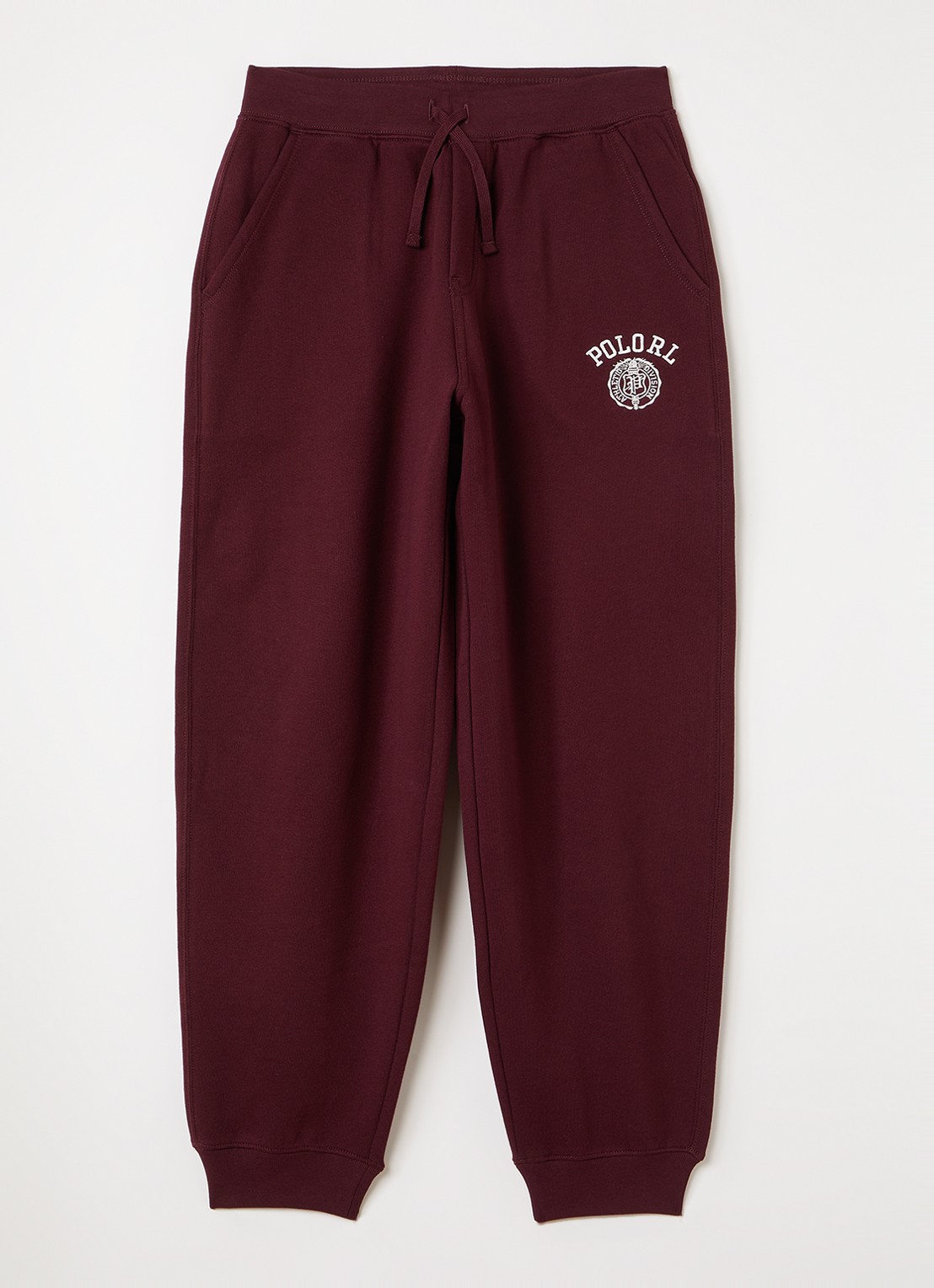 Ralph Lauren Tapered fit joggingbroek met logoborduring - voorkant 2 bordeauxrood