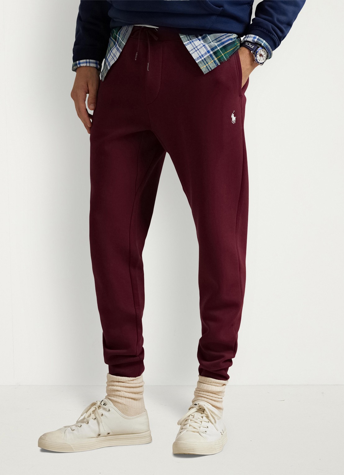 Ralph Lauren Tapered fit joggingbroek met logoborduring - detail classic wine / wijnrood