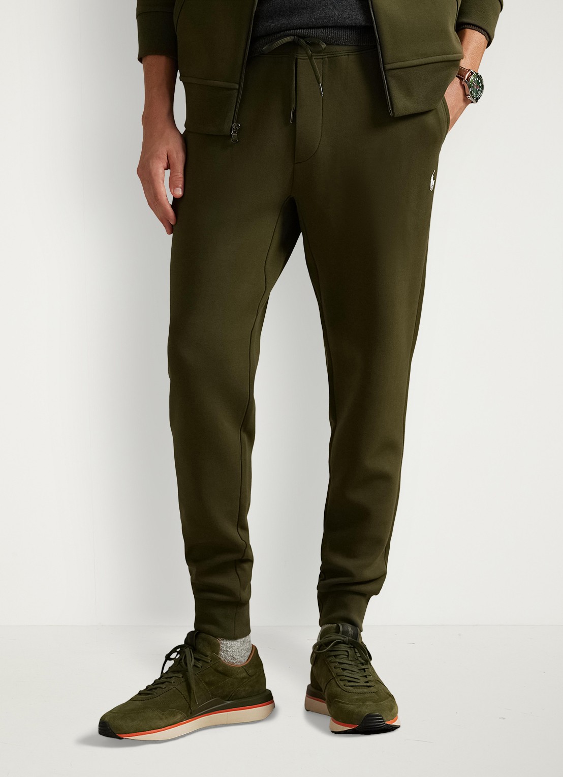 Ralph Lauren Tapered fit joggingbroek met logoborduring - detail 2 company olive / olijfgroen