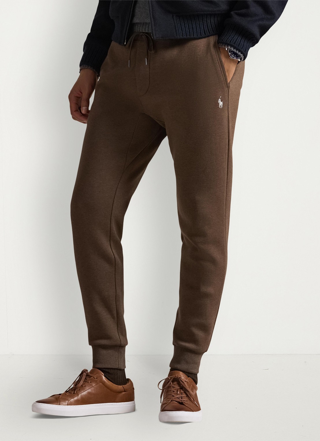 Ralph Lauren Tapered fit joggingbroek met logoborduring - detail nutmeg brown hearther