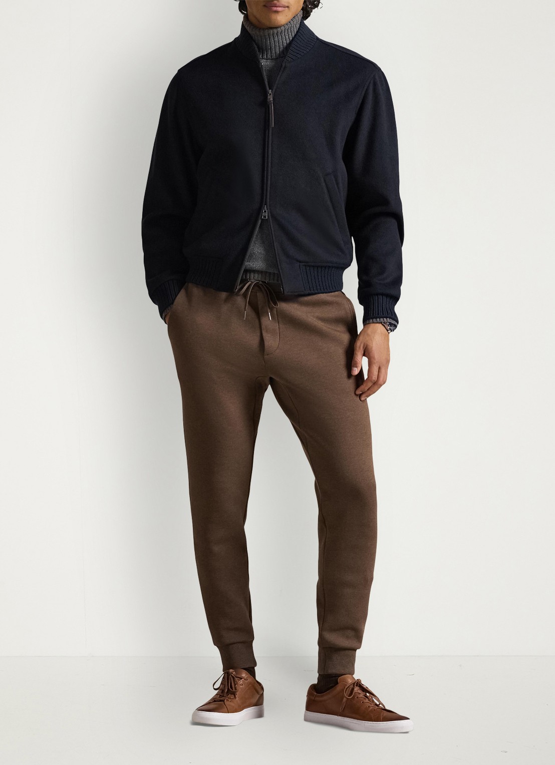 Ralph Lauren Tapered fit joggingbroek met logoborduring - voorkant 4 nutmeg brown hearther