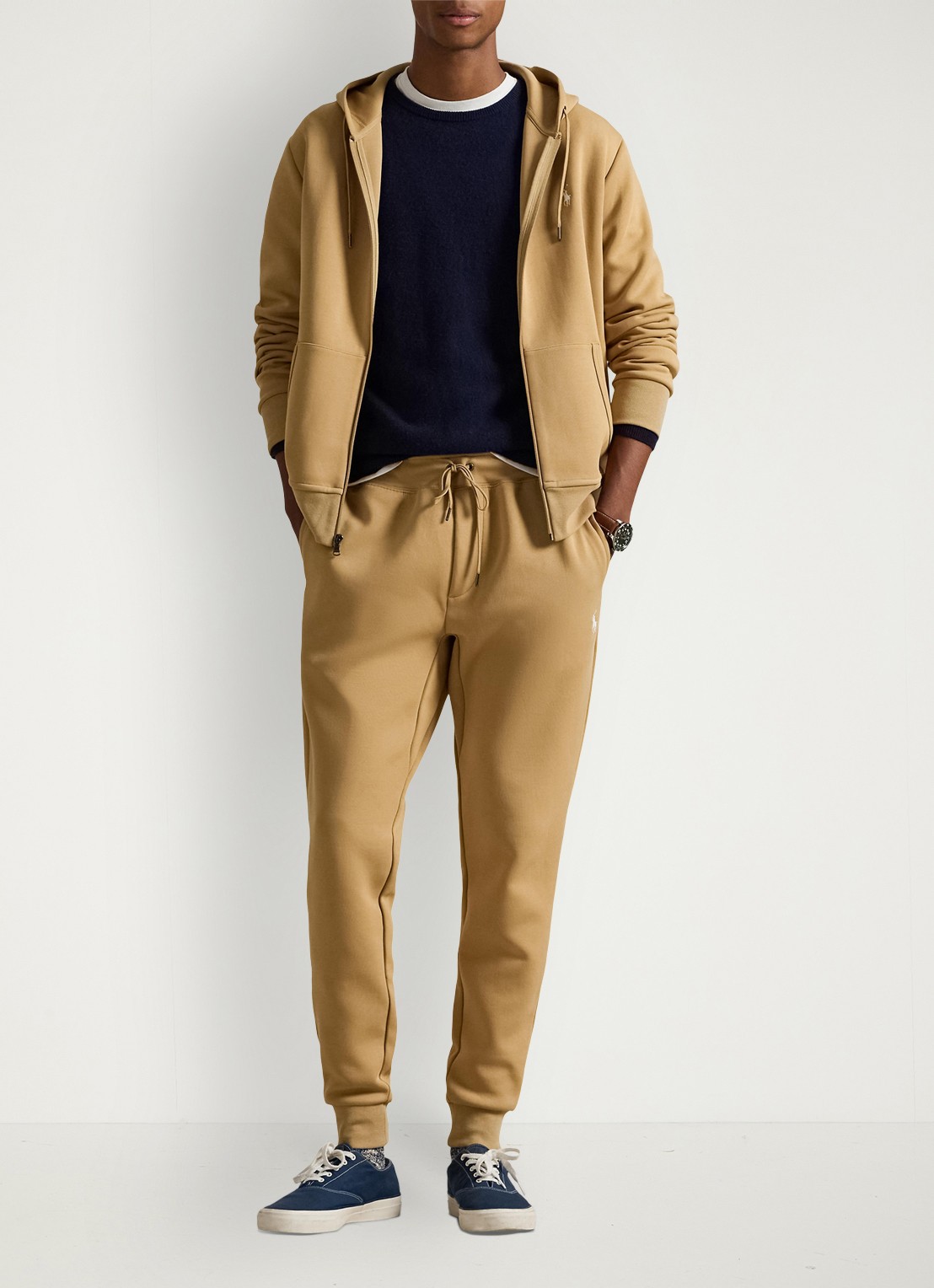 Ralph Lauren Tapered fit joggingbroek met logoborduring - voorkant 5 classic camel