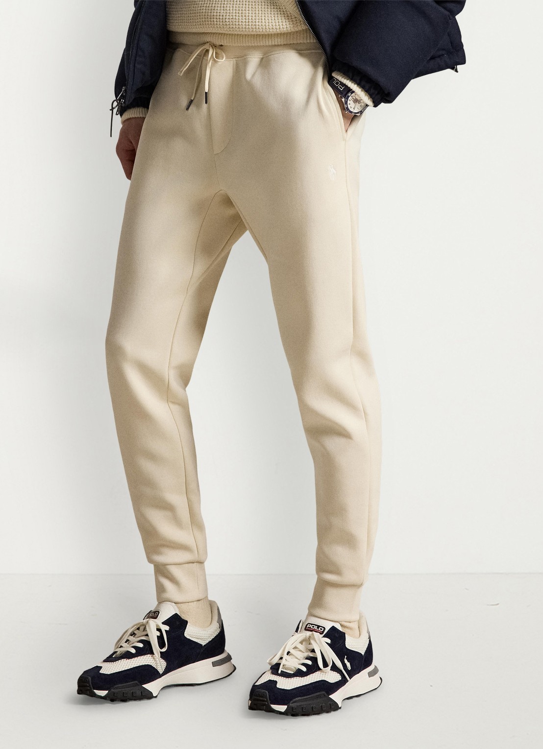 Ralph Lauren Tapered fit joggingbroek met logoborduring - detail guide cream / beige