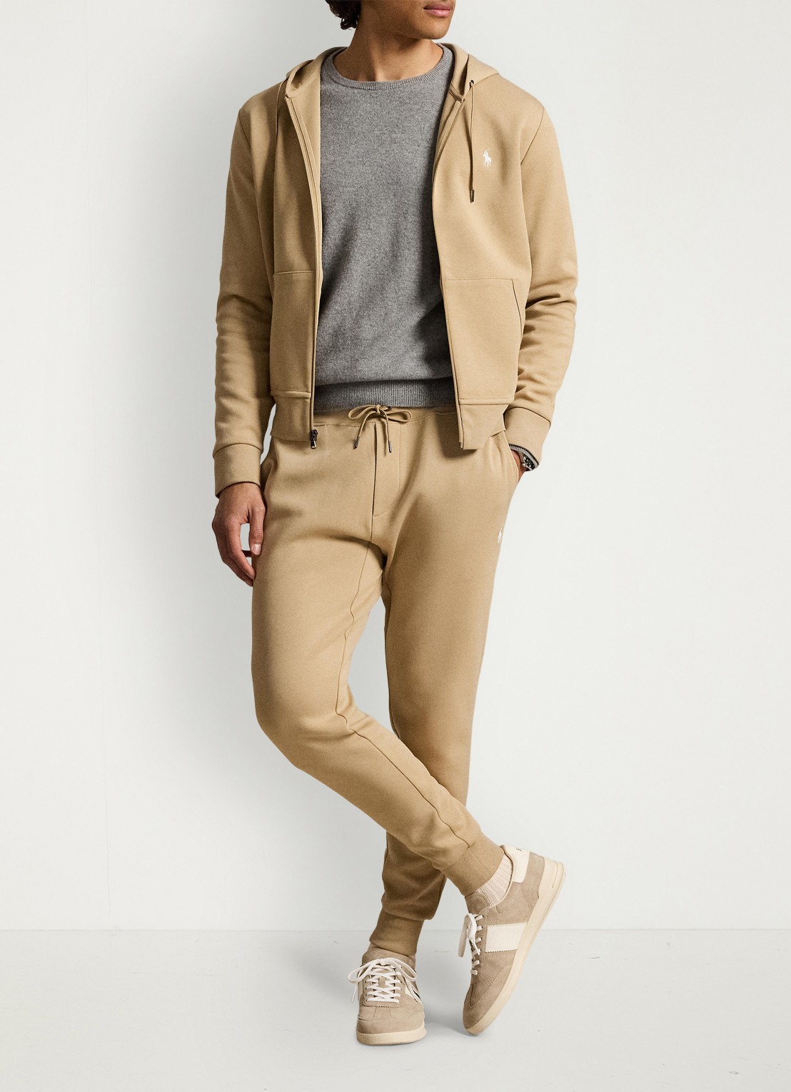 Ralph Lauren Tapered fit joggingbroek met logoborduring - voorkant 2 vintage khaki / khaki