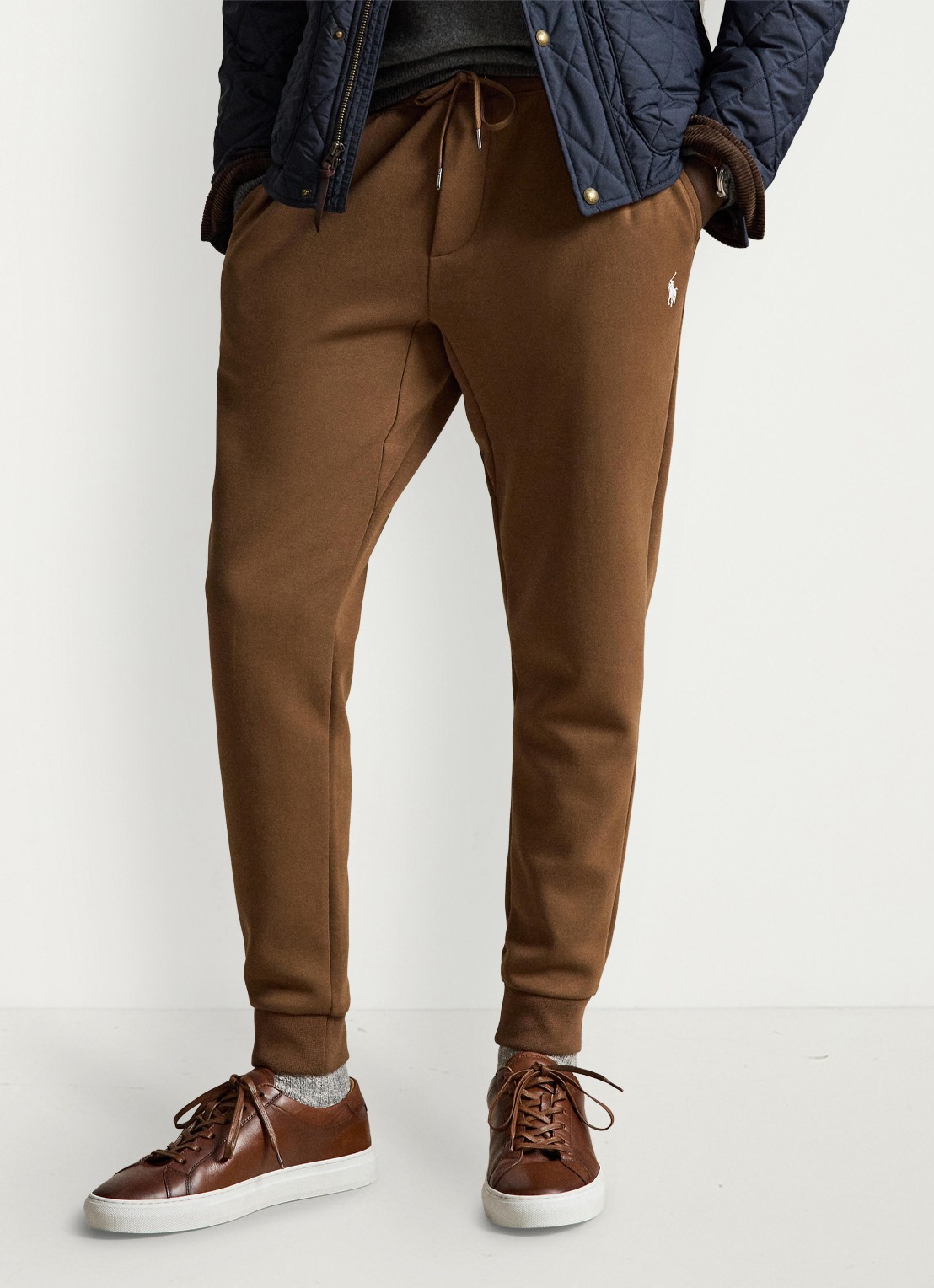 Ralph Lauren Tapered fit joggingbroek met logoborduring - detail luggage brown / bruin