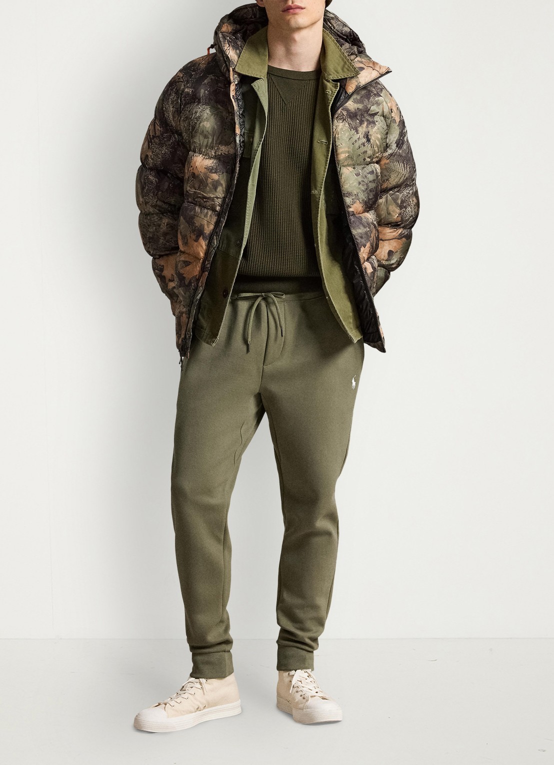Ralph Lauren Tapered fit joggingbroek met logoborduring - voorkant cruise olive / groen