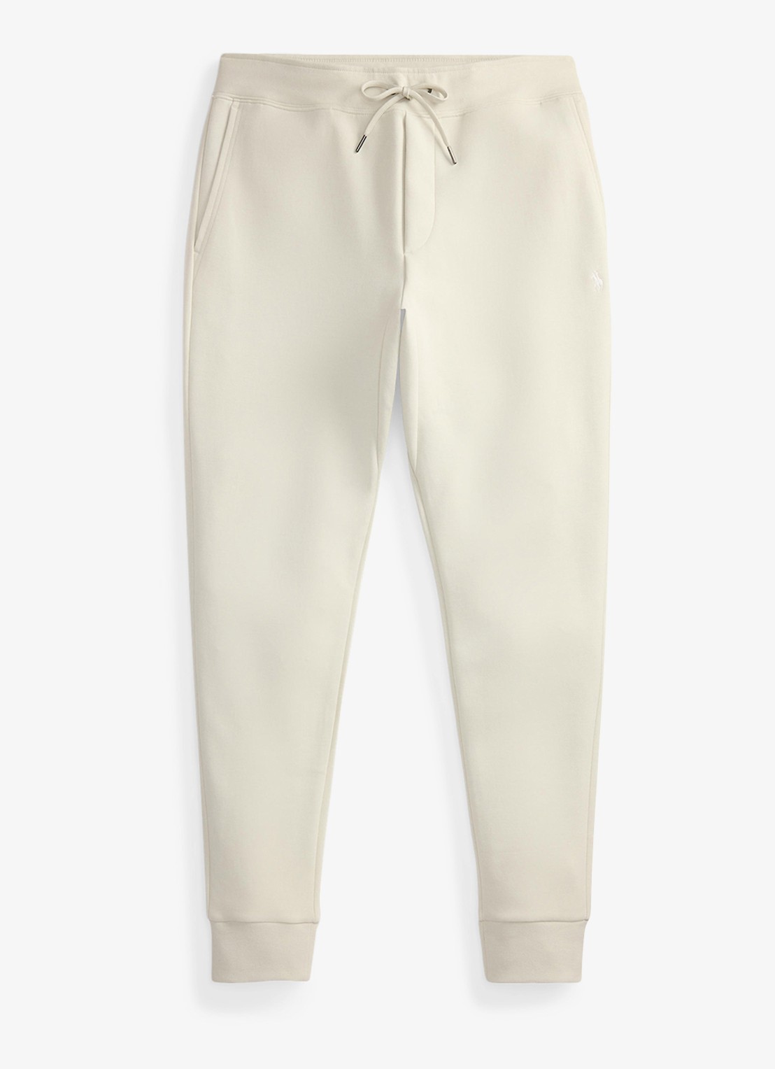 Ralph Lauren Tapered fit joggingbroek met logoborduring - voorkant 3 stone pebble / gebroken wit