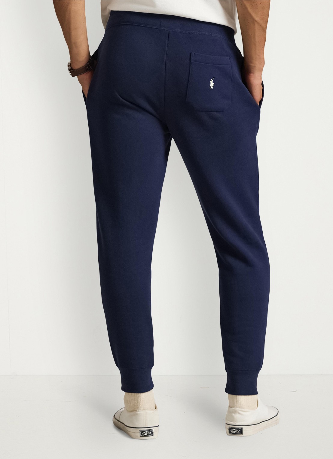 Ralph Lauren Tapered fit joggingbroek van fleece met logo - achterkant 3 cruise navy / donkerblauw