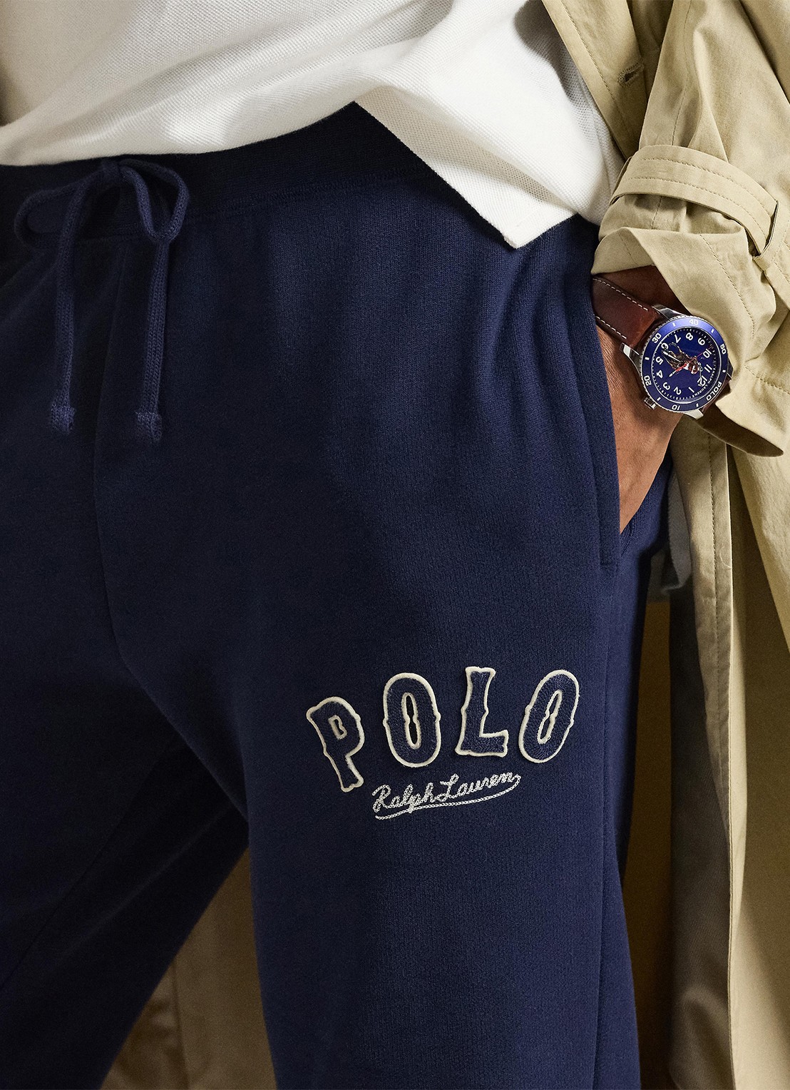 Ralph Lauren Tapered fit joggingbroek van fleece met logo - detail 2 cruise navy / donkerblauw