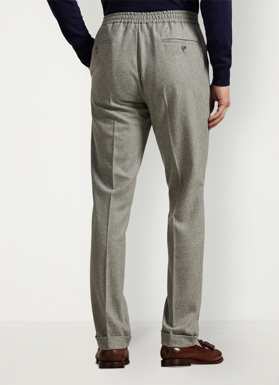 Ralph Lauren Tapered fit pantalon van wol - achterkant 3 light grey / lichtgrijs
