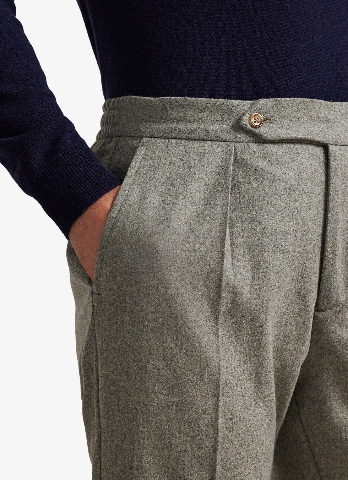 Ralph Lauren Tapered fit pantalon van wol - detail 5 light grey / lichtgrijs