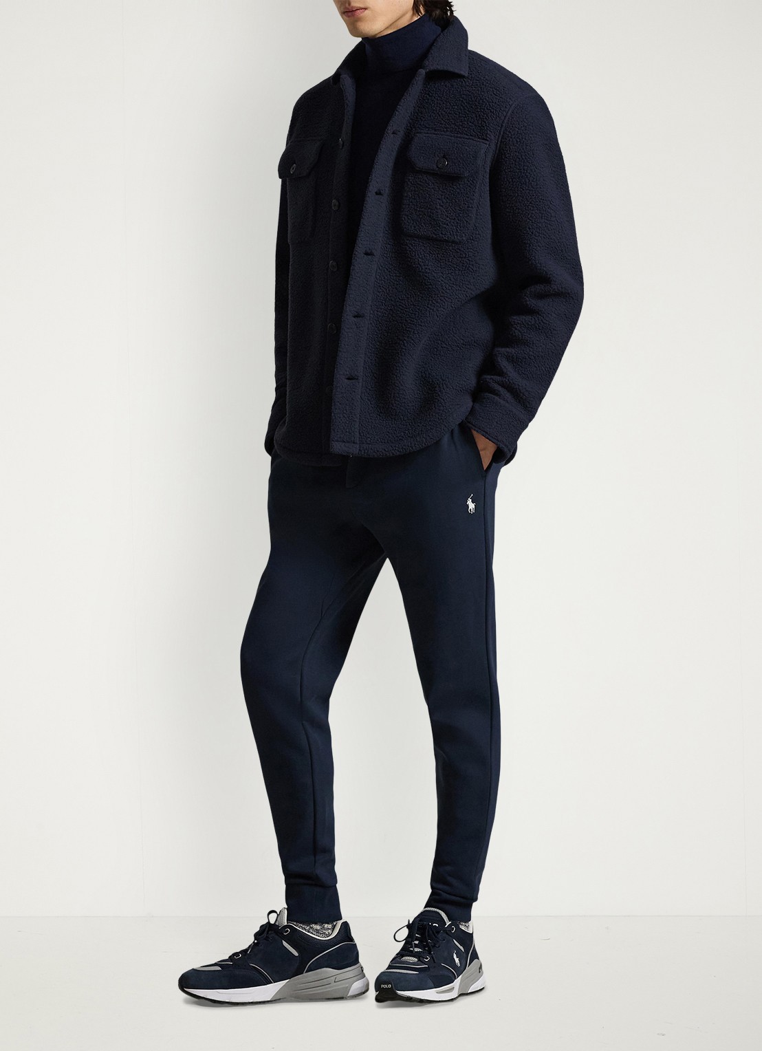 Ralph Lauren Tapered joggingbroek met logo - voorkant 3 aviator navy / donkerblauw