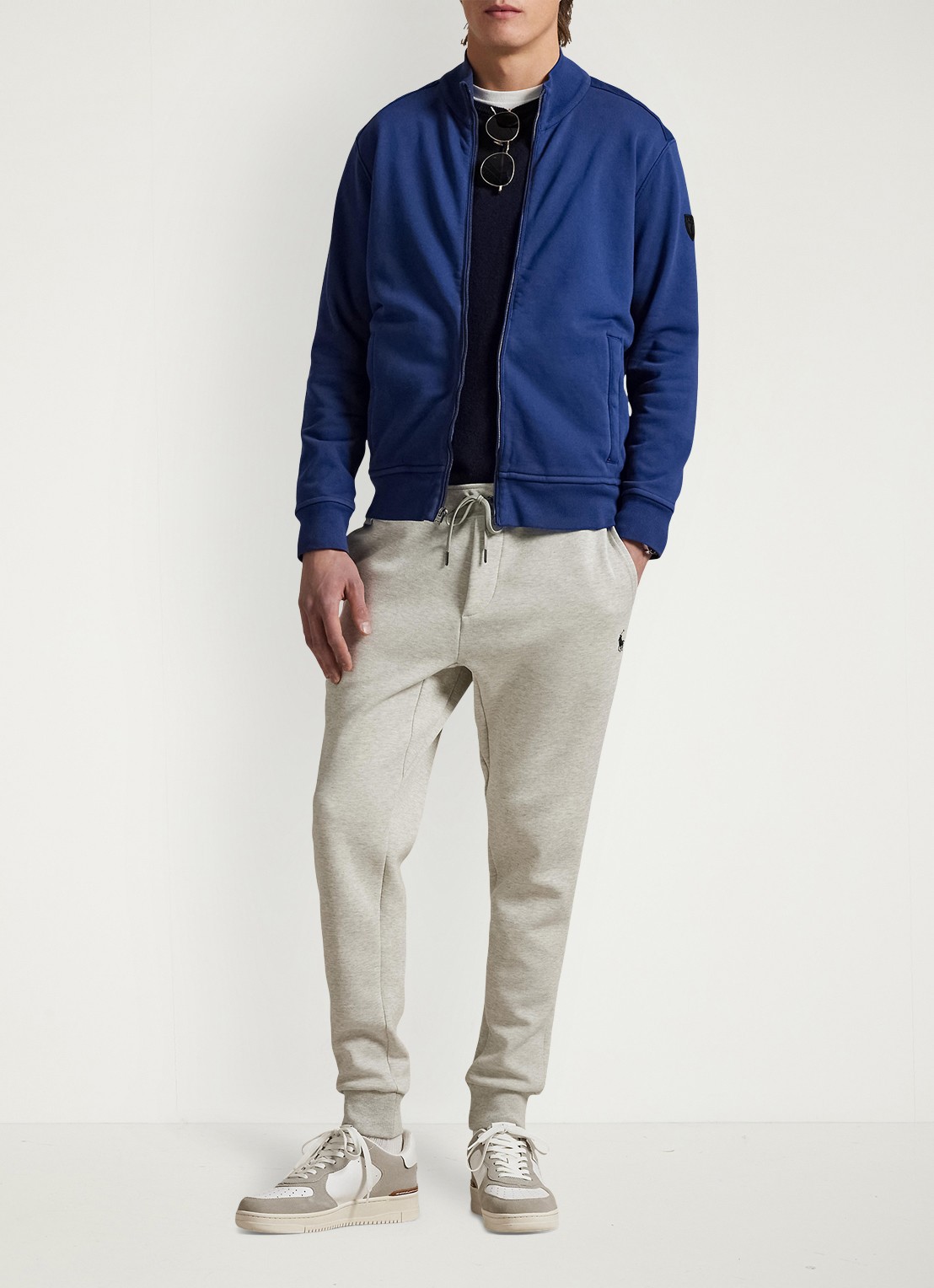 Ralph Lauren Tapered joggingbroek met logo - voorkant 4 lt sport heather / grijsmele