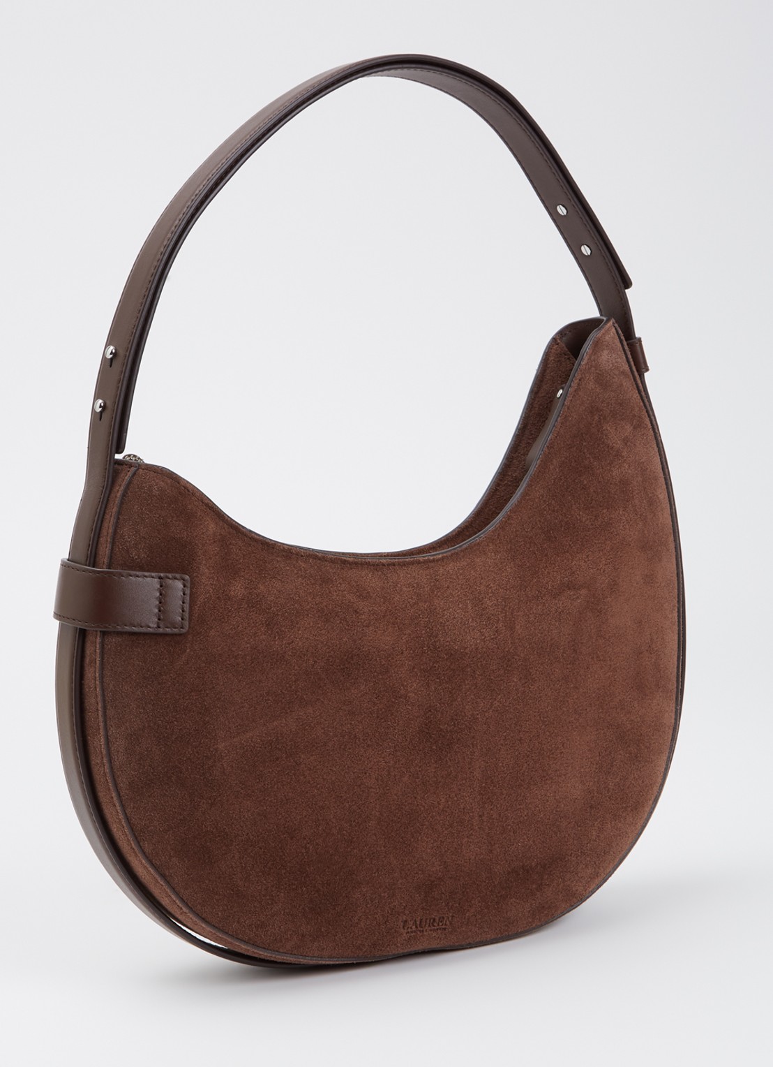 Ralph Lauren Tasha Large schoudertas van suède - achterkant bruin