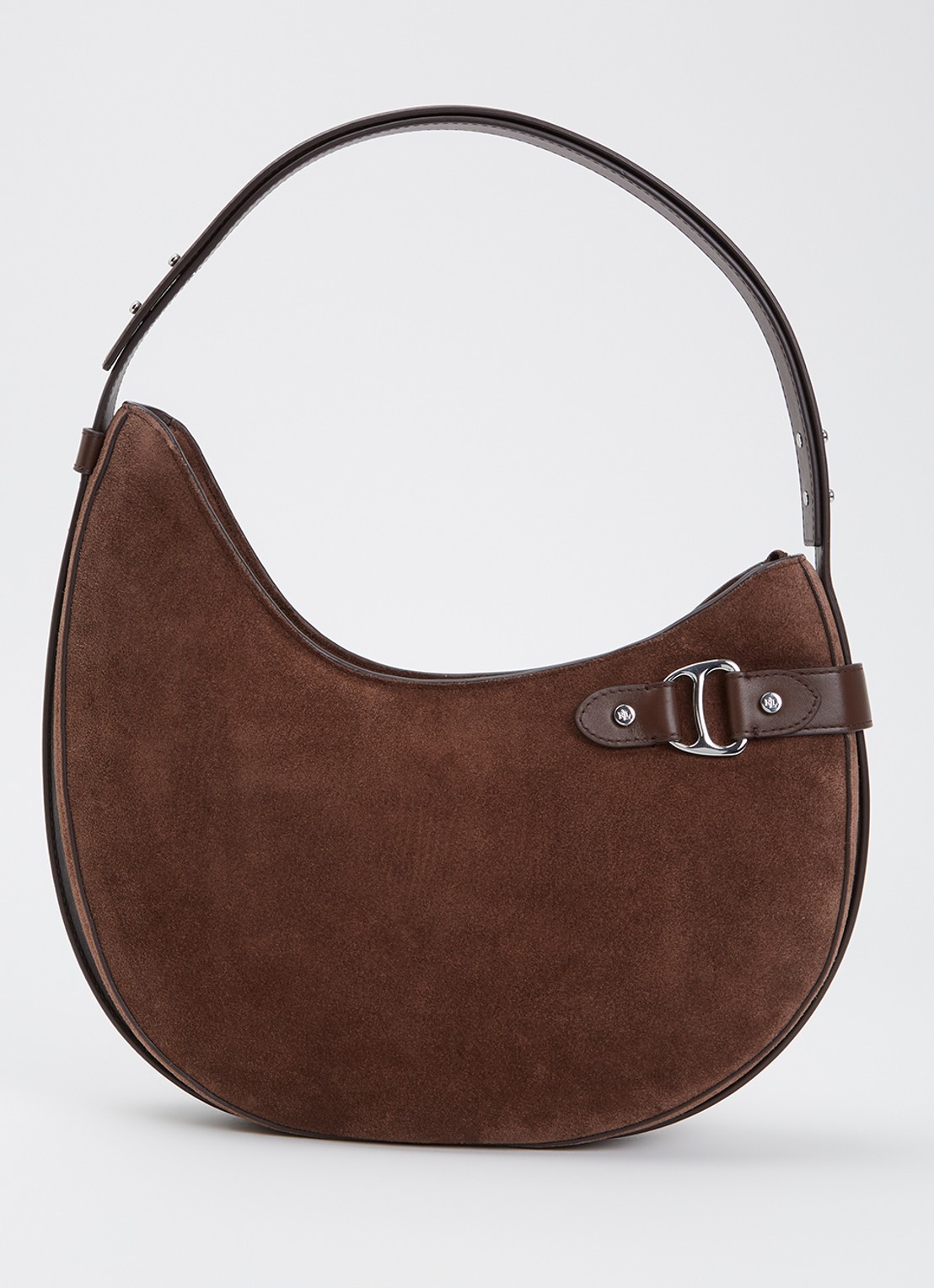 Ralph Lauren Tasha Large schoudertas van suède - voorkant 5 bruin