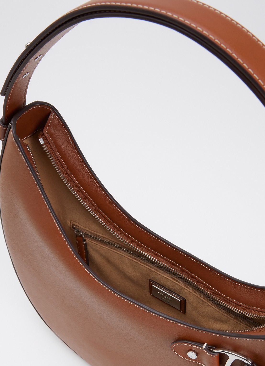 Ralph Lauren Tasha Large schoudertas van suède - detail 3 cognac