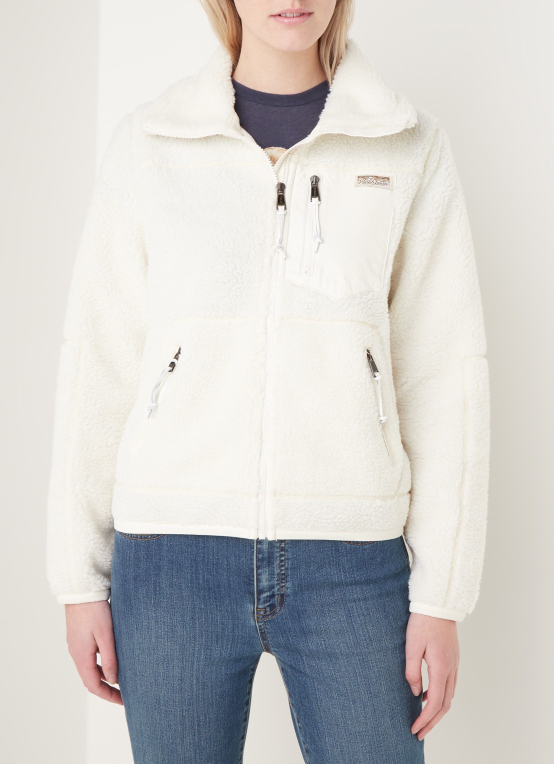 Ralph Lauren Teddy jack met ritszakken - detail 4 gebroken wit