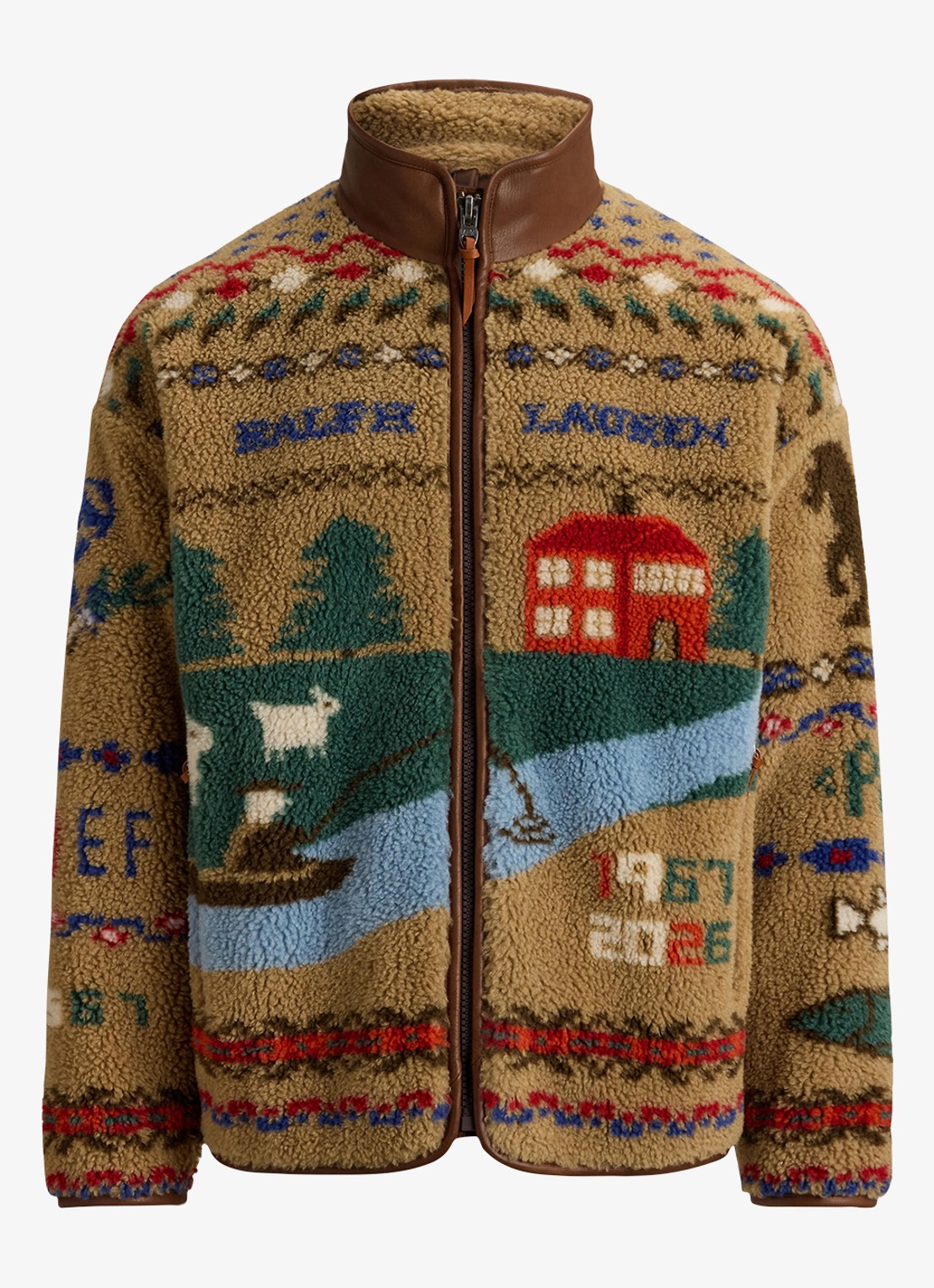 Ralph Lauren Teddy jas met print - voorkant 4 montana khaki / khaki