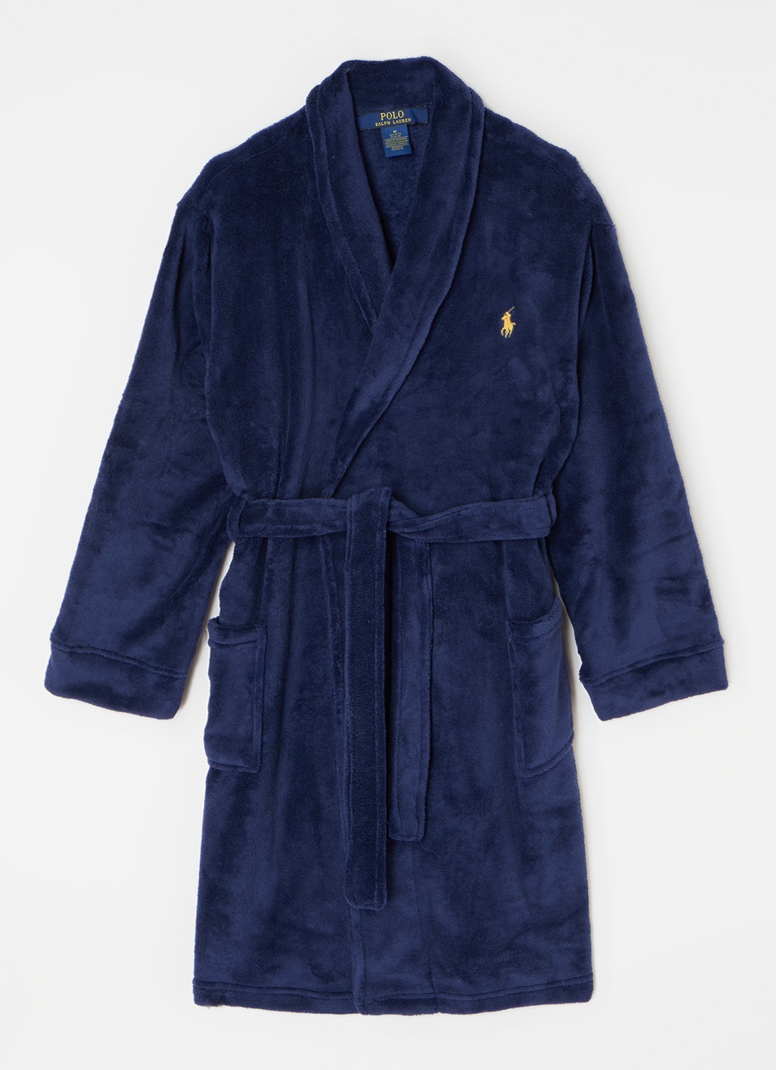 Ralph Lauren Terry badjas met logoborduring en opgestikte zakken - voorkant 2 donkerblauw