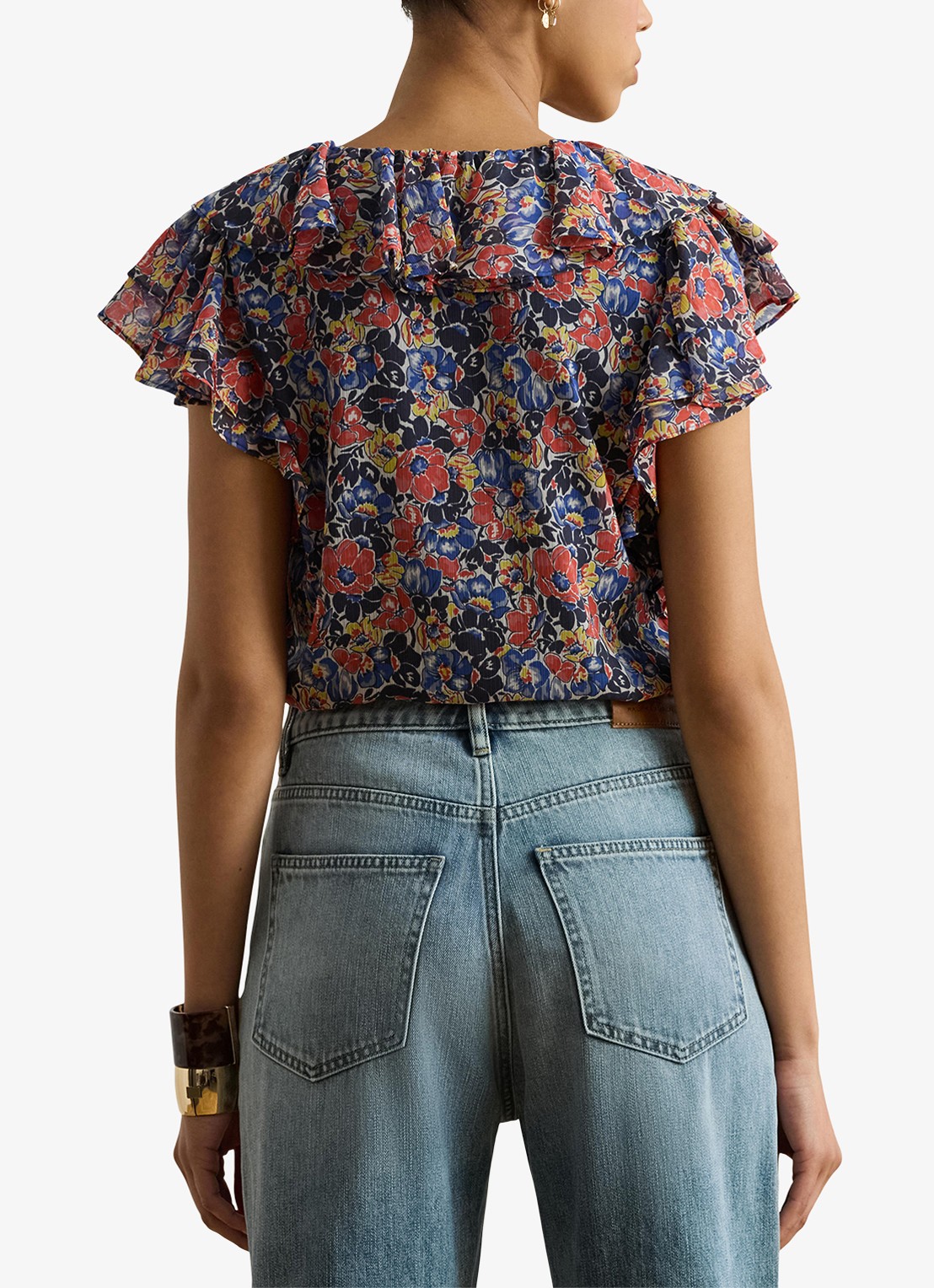 Ralph Lauren Top met bloemenprint en ruches - achterkant 5 red / rood